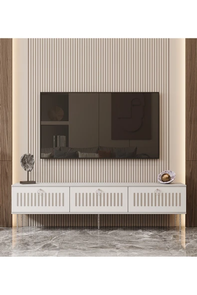 Enwood Andromeda SİLVER SERİSİ 180 cm 3 kapaklı MDF TV ÜNİTESİ 180 x 50 x 32 cm ürün görseli 1