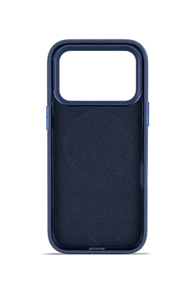 Aurum Vegan Leather Case Midnight Navy iPhone 17 Pro - Resim 4