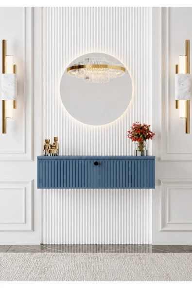 Enwood Mimosa MDF Dresuar Duvara Monte Kapaklı Dresuar (duman mavi) 69 cm ürün görseli 1