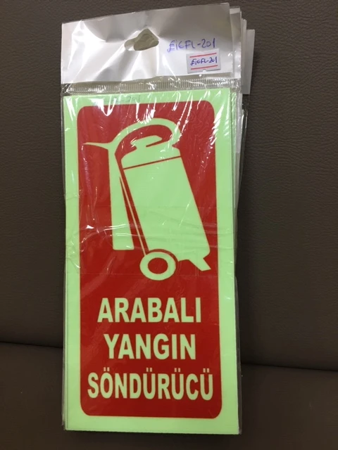 Fosforlu Fotolümen ARABALI YANGIN SÖNDÜRÜCÜ İkaz Levhası (2 Adet) ürün görseli 1