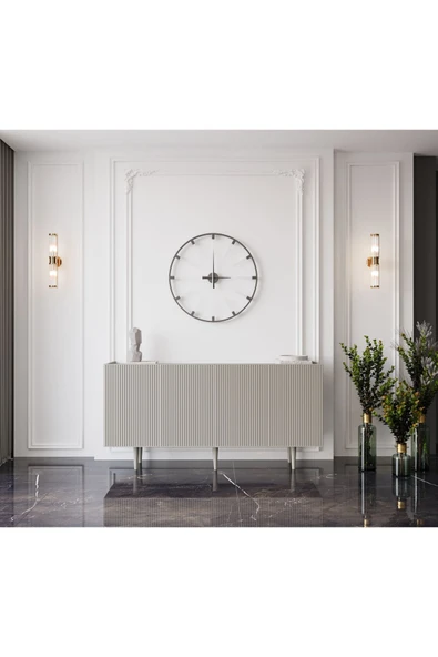 Enwood Capella Kum Taşı Rengi Mdf 4 Kapaklı Raflı 140 Lık Konsol ürün görseli 1