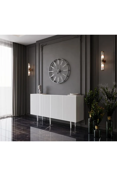 Enwood Capella Beyaz Mdf 4 Kapaklı Raflı 160 Lık Konsol ürün görseli 1