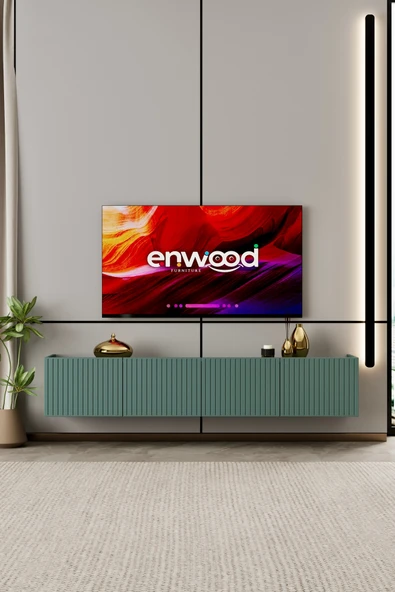 Enwood Capella TV ünitesi Zeytin taşı MDF 4 kapaklı 180 cm duvara montw ürün görseli 1