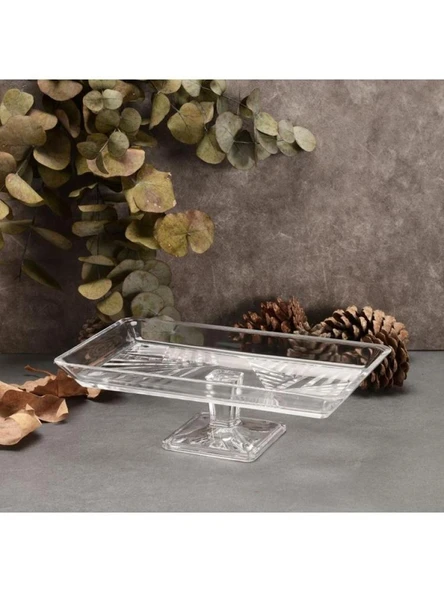 Esonez 950008 Madlen Ayaklı Dikdörtgen Cam Servis Tabağı 17,5 x 28,8 x 21,1 cm ürün görseli 1