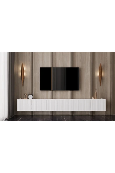 Enwood CAPELLA Mdf 6 Kapaklı Duvara Monte BEYAZ (120 CM X 2 ADET) 240 Cm Tv Ünitesi ürün görseli 1