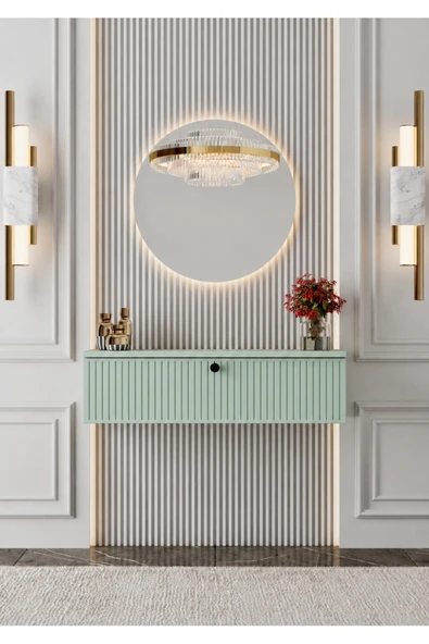 Enwood Mimosa MDF Duvara Monte Kapaklı Dresuar (mint yeşili) 90 cm ürün görseli 1