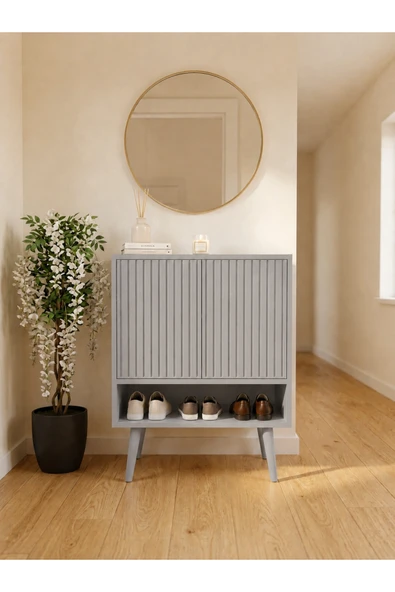 Enwood Capella MDF Ayakkabılık ve Çok Amaçlı Dolap Raflı ve Kapaklı 60 cm ürün görseli 1
