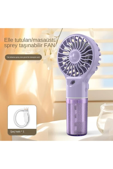 inovaxis Şarjlı Su Buharlı Mini El Vantilatörü 4 Hız Kademeli Taşınabilir Fan Vantilatör ürün görseli 1