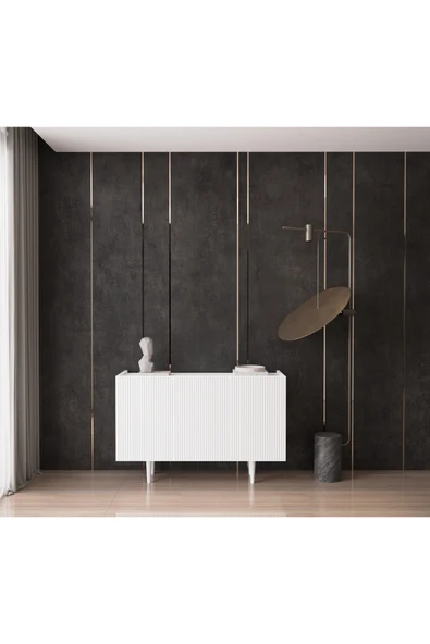 Enwood Capella Beyaz Mdf 3 Kapaklı Raflı 120 Lık Konsol ürün görseli 1