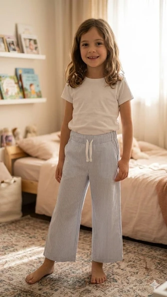 Kız Çocuk Çizgili Pantolon DMB-0804 ürün görseli 1