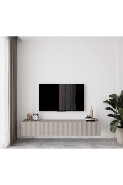 Enwood Capella Kumtaşı Rengi Mdf 4 Kapaklı Duvara Monte 160 Cm Tv Ünitesi ürün görseli 1