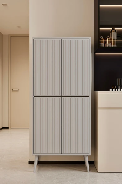 Enwood CAPELLA SİS GRİ MDF ÇOK AMAÇLI KİLER-MUTFAK DOLABI 158 CM ürün görseli 1