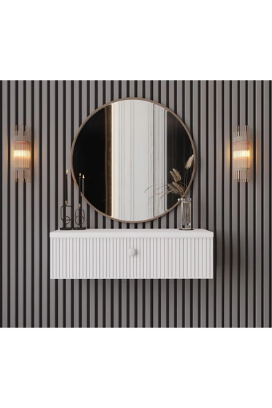 Enwood MİMOSA BEYAZ MDF DUVARA MONTE KAPAKLI DRESUAR( 69 cm) ürün görseli 1