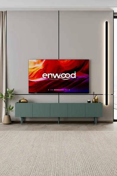 Enwood Capella TV Ünitesi Zeytin taşı MDF 5 kapaklı 200 cm ayaklı ürün görseli 1