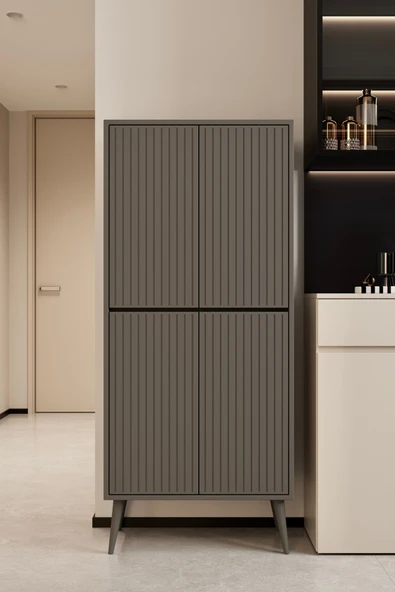 Enwood CAPELLA GRİ MDF ÇOK AMAÇLI KİLER-MUTFAK DOLABI 158 CM ürün görseli 1