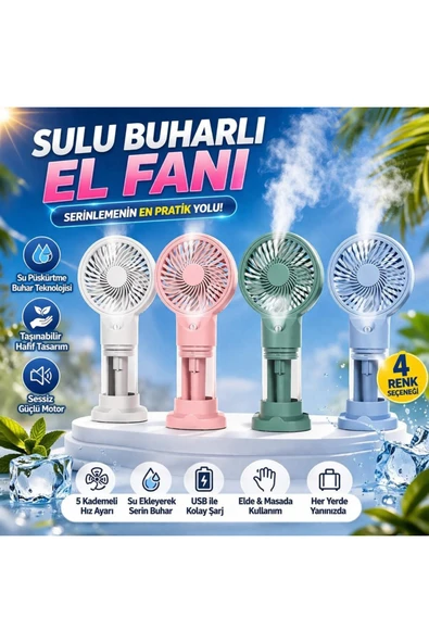 inovaxis Su Buharlı Şarjlı 3 Hızlı Standlı Mini Fan Vantilatör ürün görseli 1