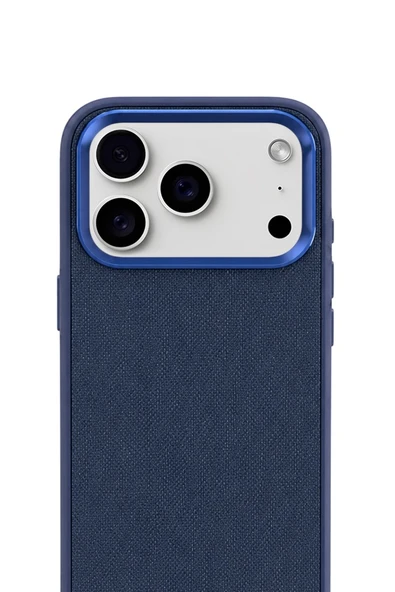 Aurum Vegan Leather Case Midnight Navy iPhone 17 Pro - Resim 2