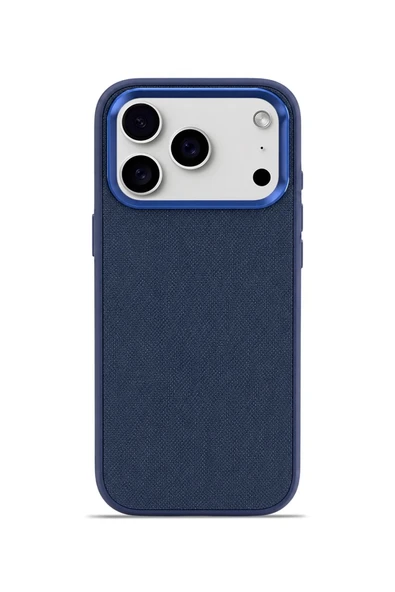 Aurum Vegan Leather Case Midnight Navy iPhone 17 Pro ürün görseli 1