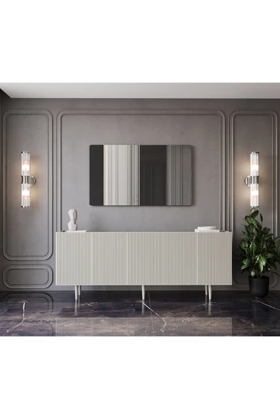 Enwood Capella Kumtaşı Rengi Mdf 5 Kapaklı Raflı 180 cm Konsol ürün görseli 1