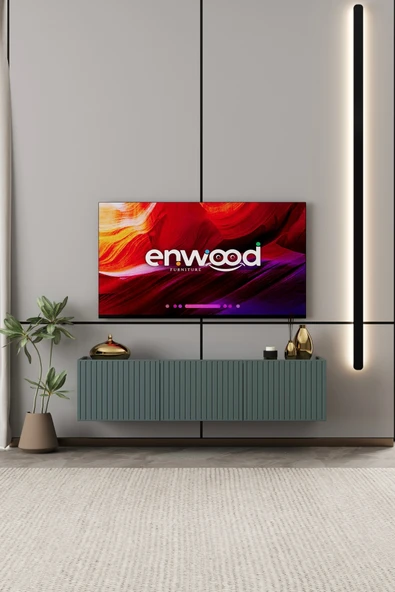 Enwood Capella TV Ünitesi zeytin taşı - MDF 3 kapaklı 120 cm duvara monte ürün görseli 1