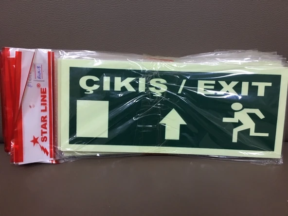 Fosforlu Fotolümen ÇIKIŞ/EXIT YUKARI  İkaz Levhası (3 Adet) ürün görseli 1