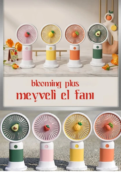 T300 MEYVE TEMALI PEMBE ŞARJLI MİNİ EL FANI ürün görseli 1