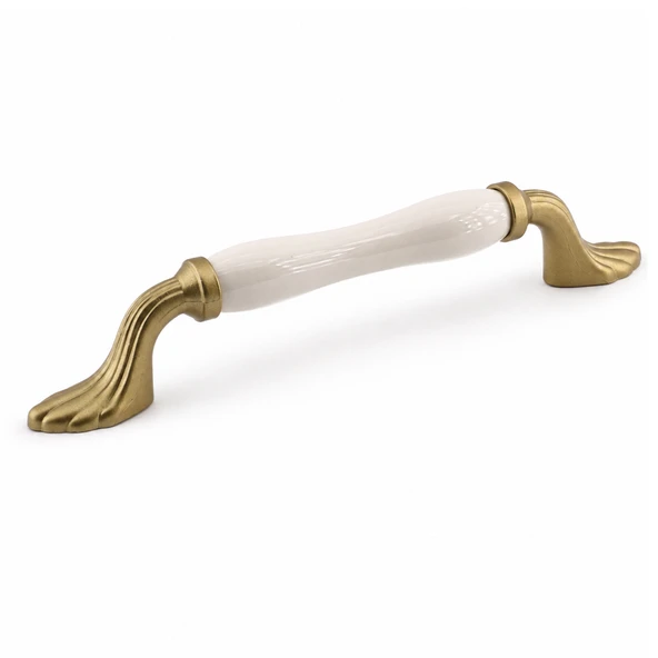 Estina Porselen Mat Altın Kulp 128 mm 12.8 cm Mobilya Çekmece Dolabı Dolap Kapak Kulplar Kulb Kulpu ürün görseli 1