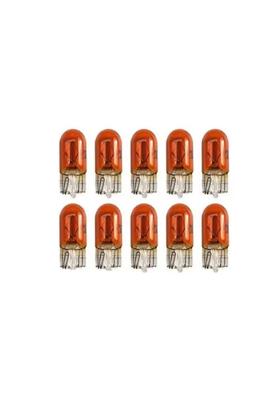 ZEMBİL 10 Adet T10 W5W Dipsiz Park Ampulü Amber Turuncu ürün görseli 1