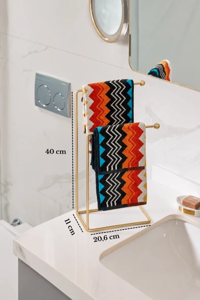 Mat Gold 2 Kollu Banyo Tezgah Üstü Havluluk Standı, Montaj Gerektirmez Havlu Askılığı ürün görseli 1