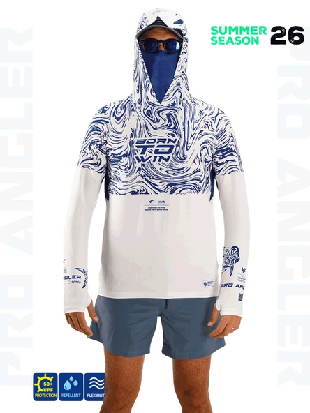Fujin Pro Angler S26 Buff&Hoodie Izohips White Blue ürün görseli 1