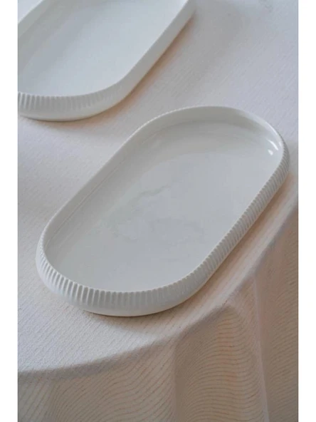 Acar Linea Porselen Beyaz Oval Tabak 32x15x3 cm ürün görseli 1