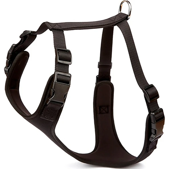 Doggie Havalı Dokumadan El Yapımı Köpek Göğüs Tasması XL-2,5x65-75cm - Black ürün görseli 1