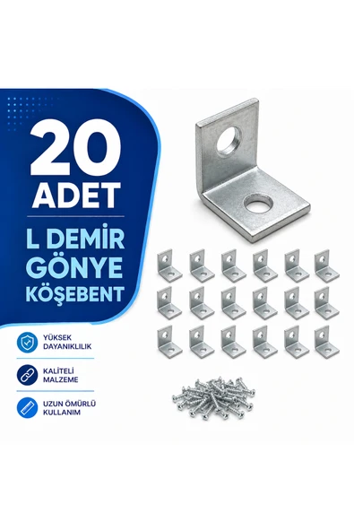 DESIPHON 20 Adet L Demir Gönye Köşebent 15x15x16 mm + Vida Seti | Bağlantı Aparatı ürün görseli 1