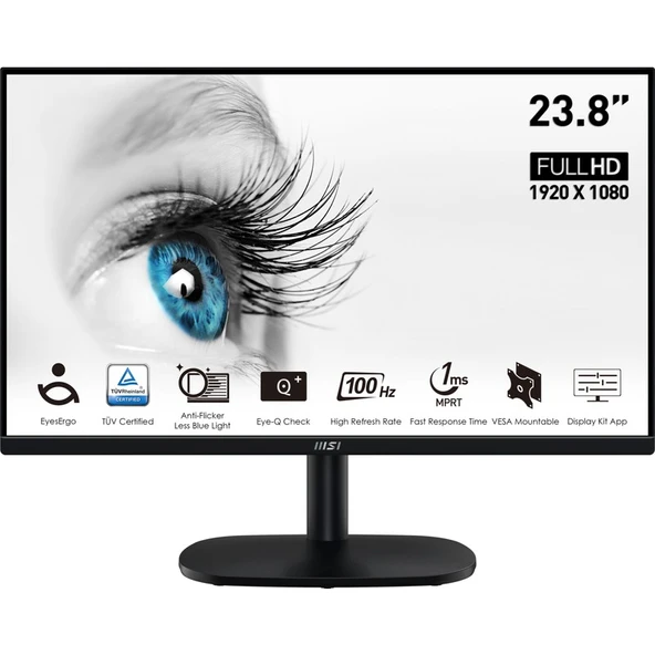 MSI 23.8" PRO MP245V 1920x1080 (FHD) FLAT VA 100HZ 1MS ADAPTIVE-SYNC MONITOR ürün görseli 1