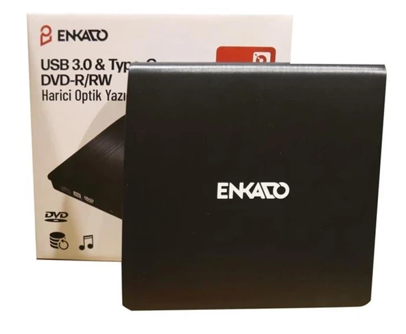 Enkado Ekd-Udvd120 Type-C - USB 3.0 DVD-R-CD-R-RW- Dvd-Rw Ultra Slim Harici Optik Yazıcı Siyah ürün görseli 1