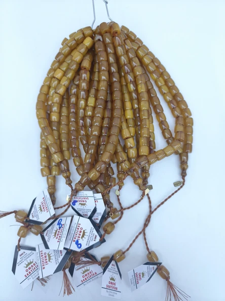 Omari İmzalı Sertifikalı Alman Faturan Sıkma Kehribar Tesbih 13x12,5 mm Teker Kesim ürün görseli 1