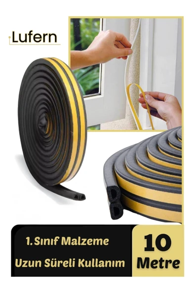 Premium Siyah Kapı Pencere Soğuk Toz Geçirmez İzolasyon Fitili Yapışkanlı Isı Yalıtım 2x5=10 mt ürün görseli 1