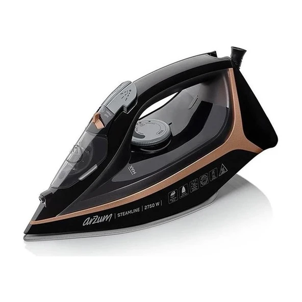 Arzum AR6025 Steamline Optimal Seramik Taban Buharlı Ütü 2750W, 190 g/min Şok Buhar, Siyah ürün görseli 1