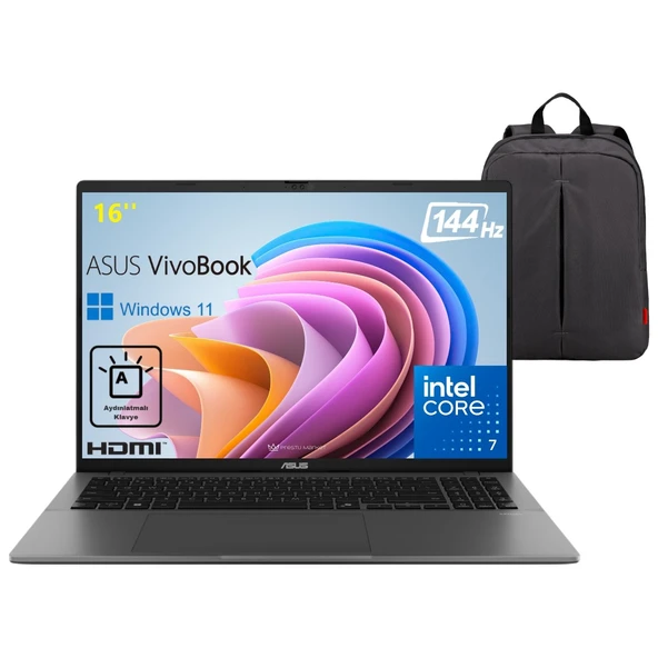 Vivobook S16 S3607VA P6 Intel Core 7 240H 24GB Ram 1tb SSD Windows 11 Home 16" 144Hz Wuxga Çanta Hediyeli ürün görseli 1