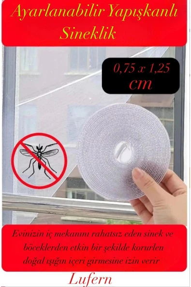 Ayarlanabilir Sineklik Cırt Bantlı Yapışkanlı Hızlı Pratik Pencere Cam Kapı 0,75 cmx1,25 cm - 4 mt ürün görseli 1
