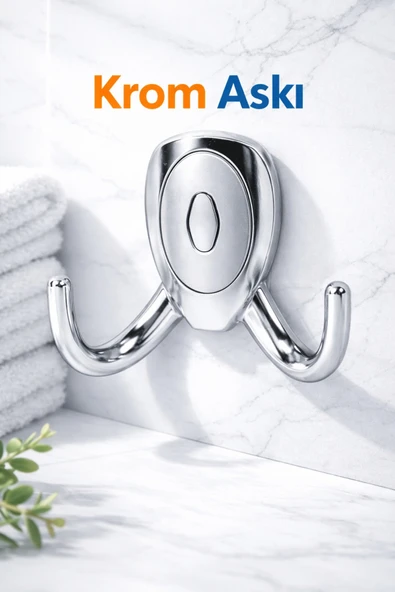 DESIPHON Krom Askı Çiftli Metal Vestiyer Askısı Duvar Askılığı Elbise Mont Çanta Askısı Parlak Krom ürün görseli 1