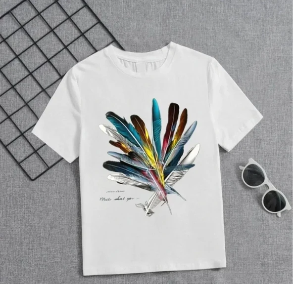 Kız Çocuk Baskılı T-Shirt - Beyaz ürün görseli 1