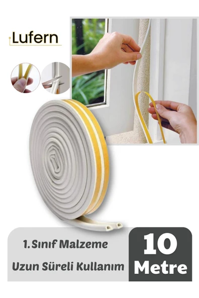 Premium Kapı Pencere Soğuk Toz Geçirmez İzolasyon Fitili Kendinden Yapışkanlı Isı Yalıtım 2x5=10 mt ürün görseli 1