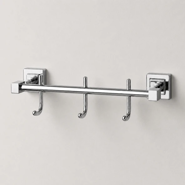 Lüks Üçlü Kanca Askılık Krom Duvar Tipi Metal Askı Aparatı Banyo Antre Mutfak Askısı ürün görseli 1