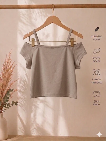 Kız Çocuk Oysho Esnek Crop WRG-4665 ürün görseli 1