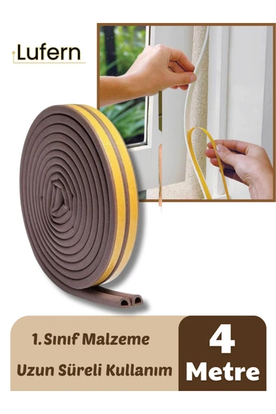 4 Metre Kahve Pvc Doğrama Kapı Pencere Soğuk Geçirmez Sızdırmaz İzolasyon Fitil Yapışkanlı 2x2=4 mt ürün görseli 1