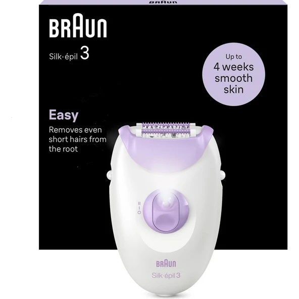 Braun Silk-Épil 3 3-000 Epilatör 20 Cımbızlı 2 Hızlı Yıkanabilir Başlık Kuru Kullanım Kablolu ürün görseli 1