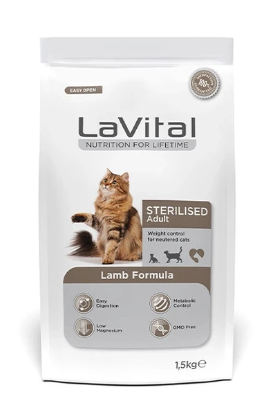 LaVital Kuzu Etli 1.5 kg Kısırlaştırılmış Yetişkin Kedi Maması ürün görseli 1