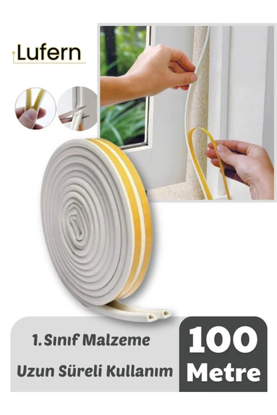 Kalın Kauçuk 2x50=100 Mt Ekstra Uzun Beyaz Kapı Pencere Fitili Soğuk Koruyucu Geçirmez İzolasyon ürün görseli 1