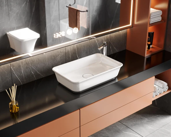Turkuaz Cerastyle One Plus Tezgahüstü Lavabo 60*38 cm ürün görseli 1